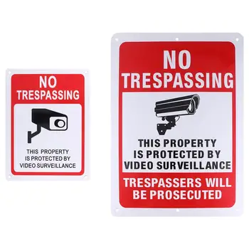 

2pcs No Trespassing Video Surveillance Sign Warning Sign Stickers No Trespassing Warning Logo Decal for Bar Restaurant