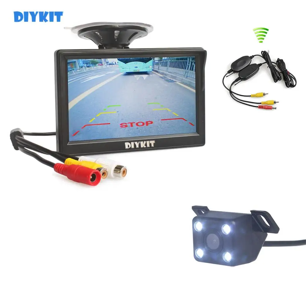 Автомобильный монитор DIYKIT с ЖК дисплеем 5 дюймов и светодиодной цветной камерой