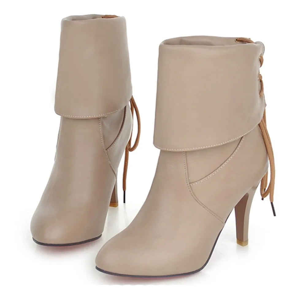 SARAIRIS/большие размеры 32-43; Прямая поставка; ботинки в стиле ретро; женская обувь; классические ботинки до середины икры без застежки на высоком каблуке; женская обувь