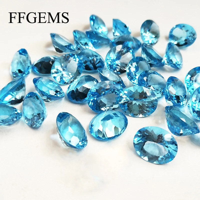 FFGems Natural Swiss blue Topaz Aquamarine Loose Gemstone Oval cut 4*6mm Diy For Silver Gold Ring earring Mounting Fine Jewelry