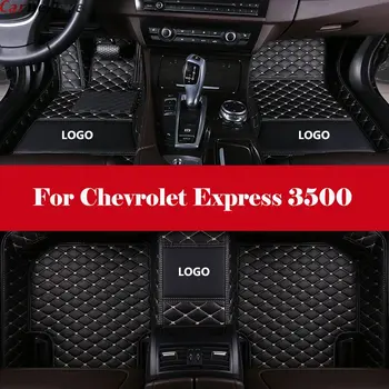 

Embroidery LOGO Custom Leather car floor Foot mat waterproof car accessories styling For Chevrolet Express 3500