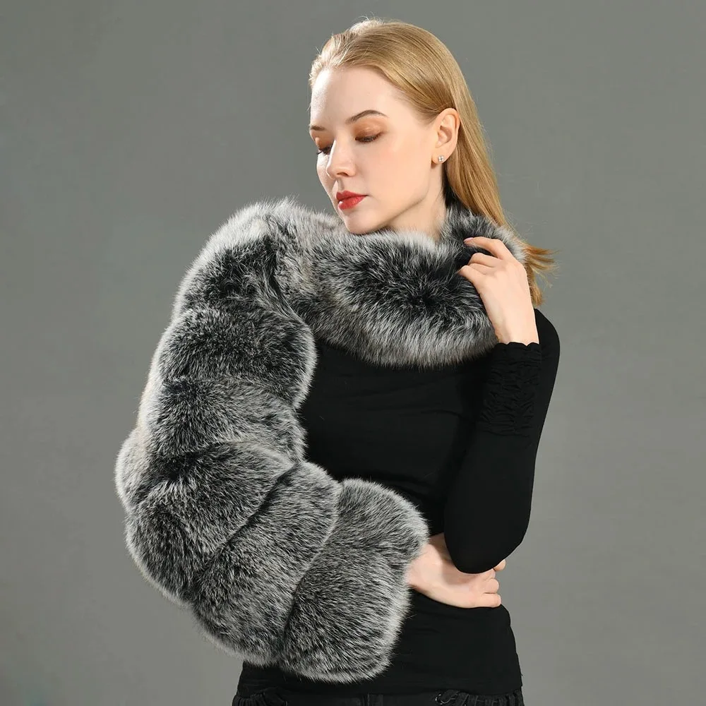 Модное зимнее высококачественное короткое пальто из искусственного лисьего