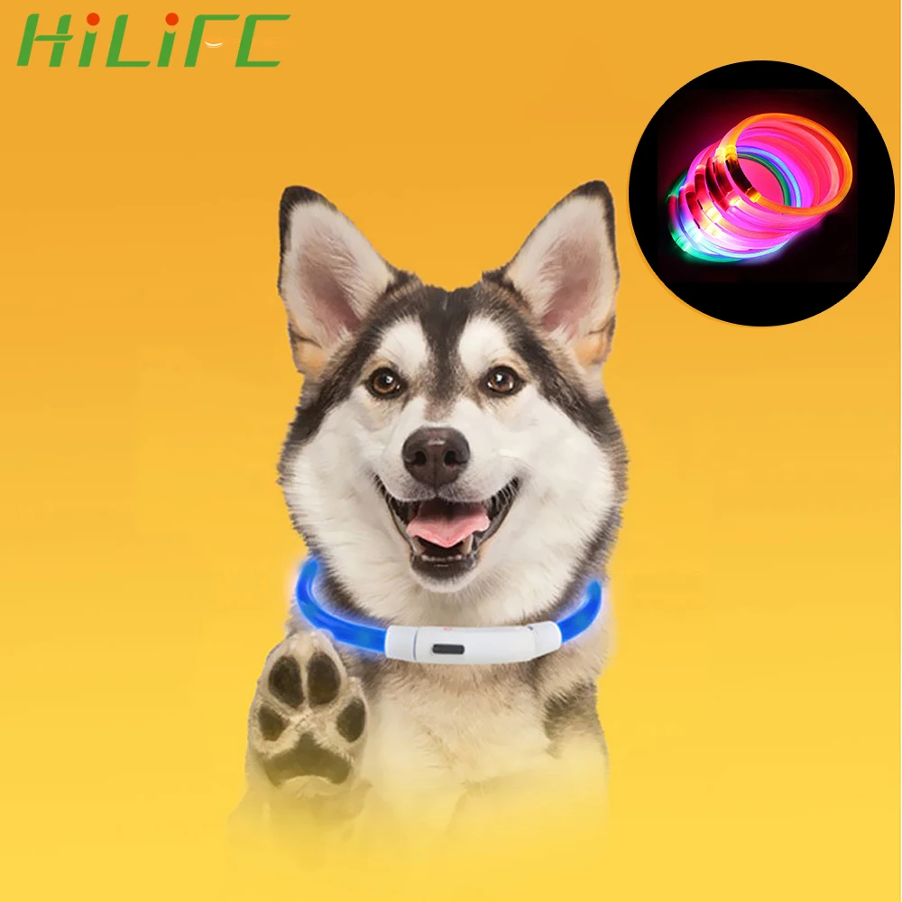 HILIFE светящийся ошейник для собак, перезаряжаемый светодиодный ошейник для собак, светящийся светодиодный usb-ошейник для собак