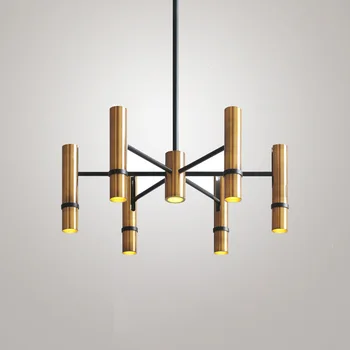 

Modern Chandelier Lighting Golden Steam Tube Lustre Suspension Pendant Lamps for Living Room Bedroom LED Light