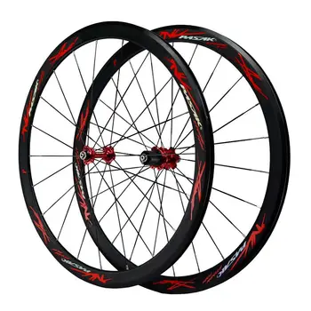

Road Bike Wheelset Flat Spokes 40mm Rim Aluminum Alloy 700C Bicycle C V Brake Sealed 4Bearing Wheel Set 7/8/9/10/11 Speed