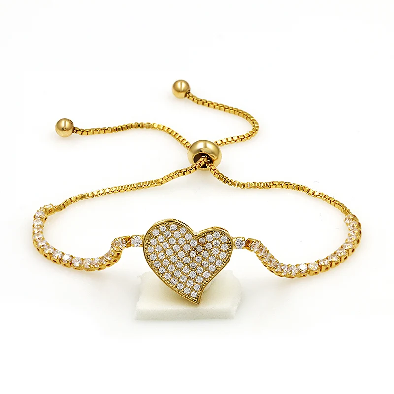 

WEIMANJINGDIAN Brand Cubic Zirconia Crystal Pave Setting Heart Bracelets for Women or Bride