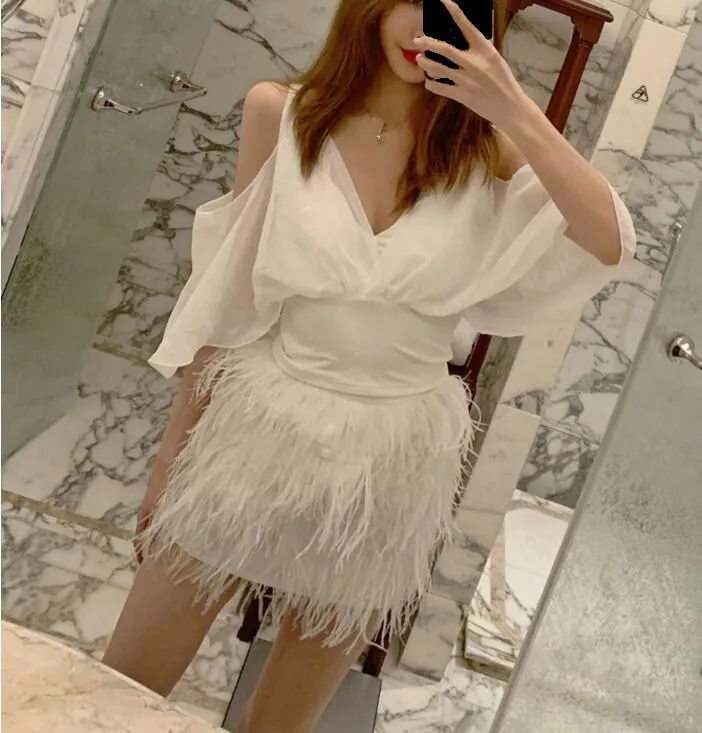WHITNEY WANG модная уличная юбка с перьями женские юбки s