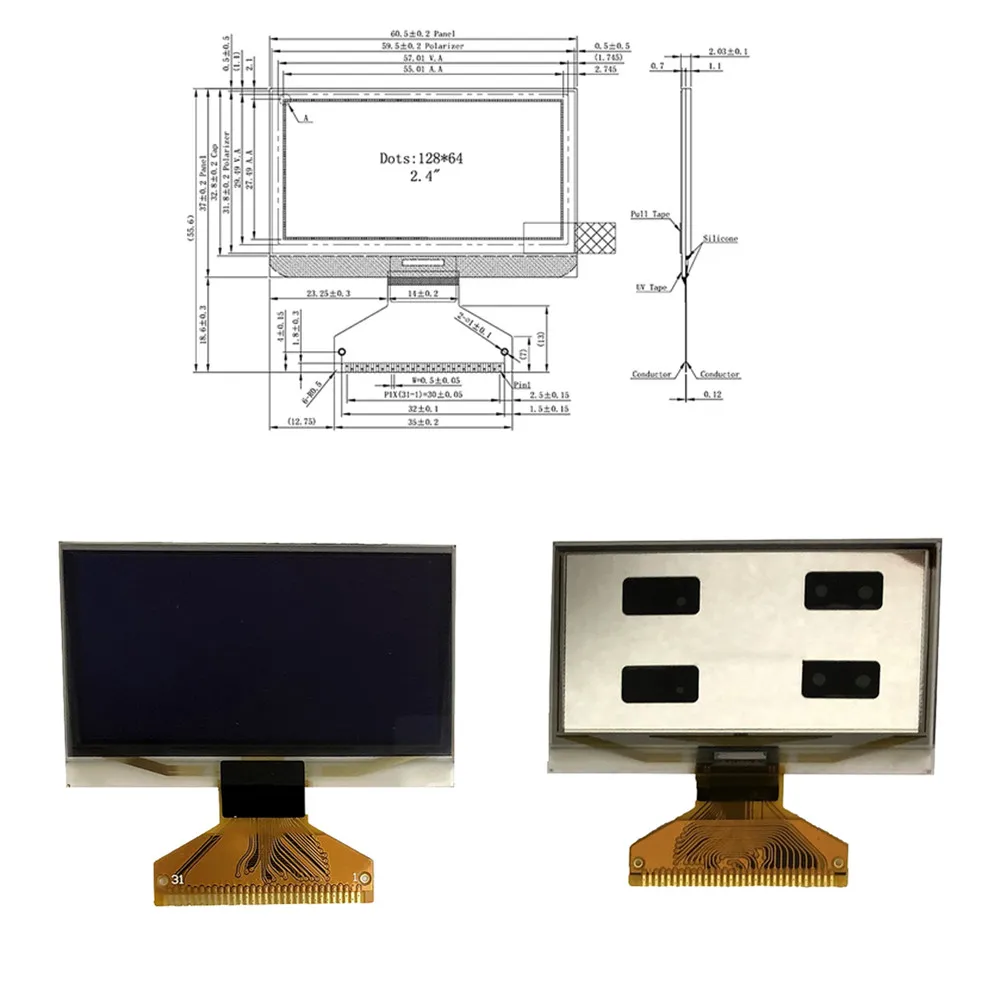 Промышленные продукты 2 4 дюймов/2 42 дюймов OLED дисплей voltag 13V 12864 ЖК-экран 31PIN SSD1305Z