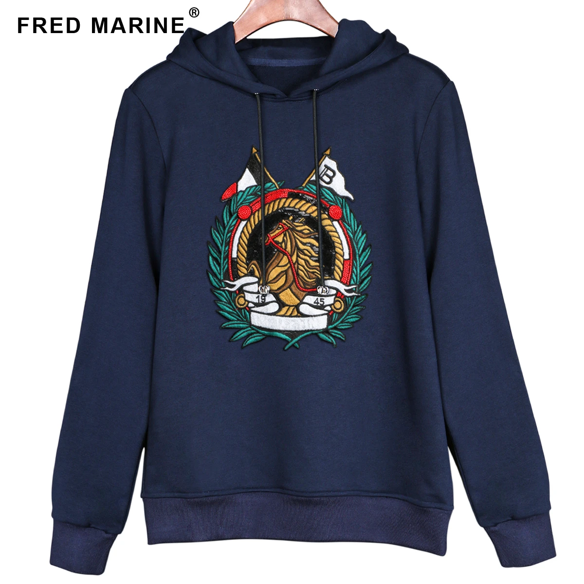 

Horse Graphic Men's Hoodies Vintage Luxury Embroidery Badge Sweatshirts Men's Pullovers Hoodie Men Sweatshirts Male Autumn New