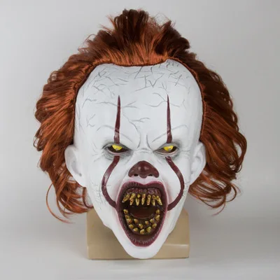 Светодиодный ная светящаяся маска для Хэллоуина Золотая на все лицо pennywise ужасов