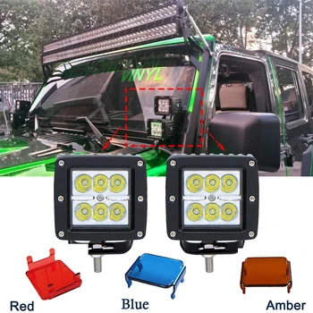 

ECAHAYAKU 2pcs 3Inch 18w Led Work Light bar 12V Spot Led Fog Light for Offroad ATV Boat 4x4 dually with 2 pcs Protective Cover
