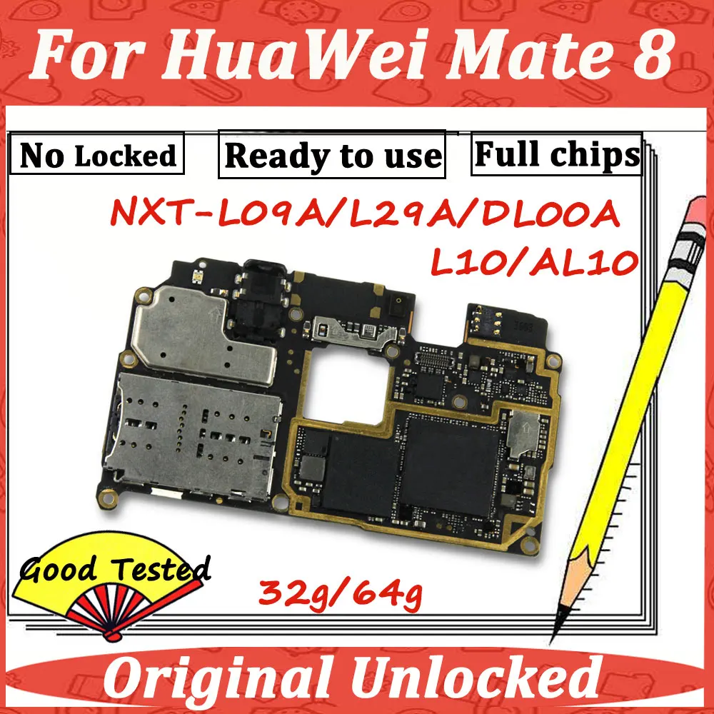 Для HUAWEI Ascend mate 8 оригинальная материнская плата NXT-L09A L29A DL00 AL10 разблокированная материнская плата основные платы Материнская плата ОС полные чипы