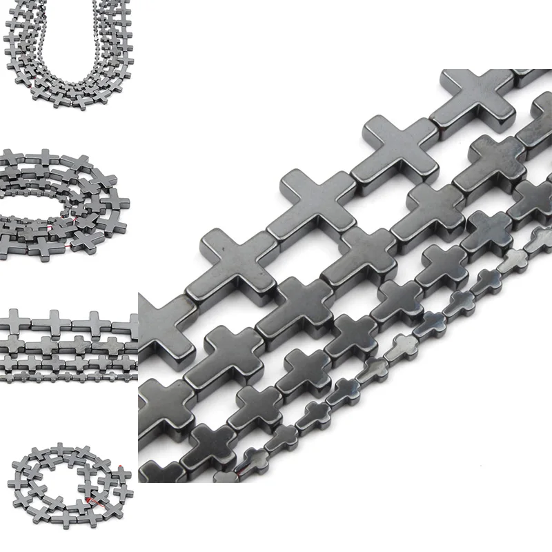 Натуральные черные бусины из гематита крестообразные свободные для