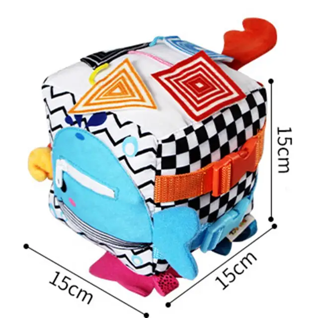 Baby Block Cartoon Design Sensory Training Colorful Infant Soft Cube Stack Baby Early Educational Learning Dressing Toys Enlight 3