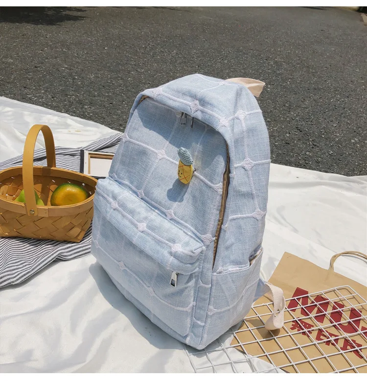 Простой водонепроницаемый холщовый женский рюкзак Harajuku дышащие дорожные рюкзаки высокого качества решетки школьный женский рюкзак