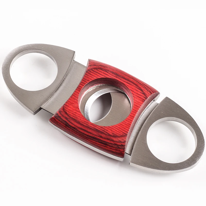 Новинка 1 шт. резак для сигар из красного дерева и нержавеющей стали двойные