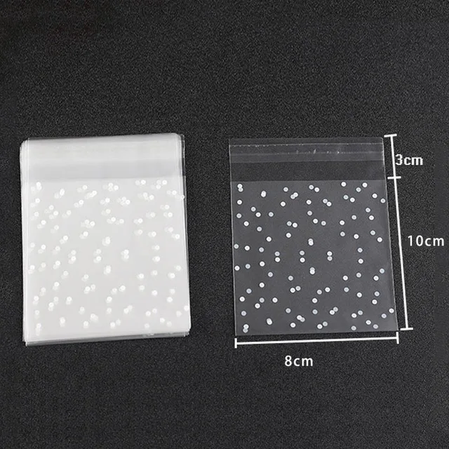 8x10cm 100 шт Пластиковый Прозрачный Целлофан горошек конфеты Подарочный мешок для печенья с DIY самостоятельно клейкий мешочек Свадьба День Рождения Вечеринка - Цвет: 8x10cm