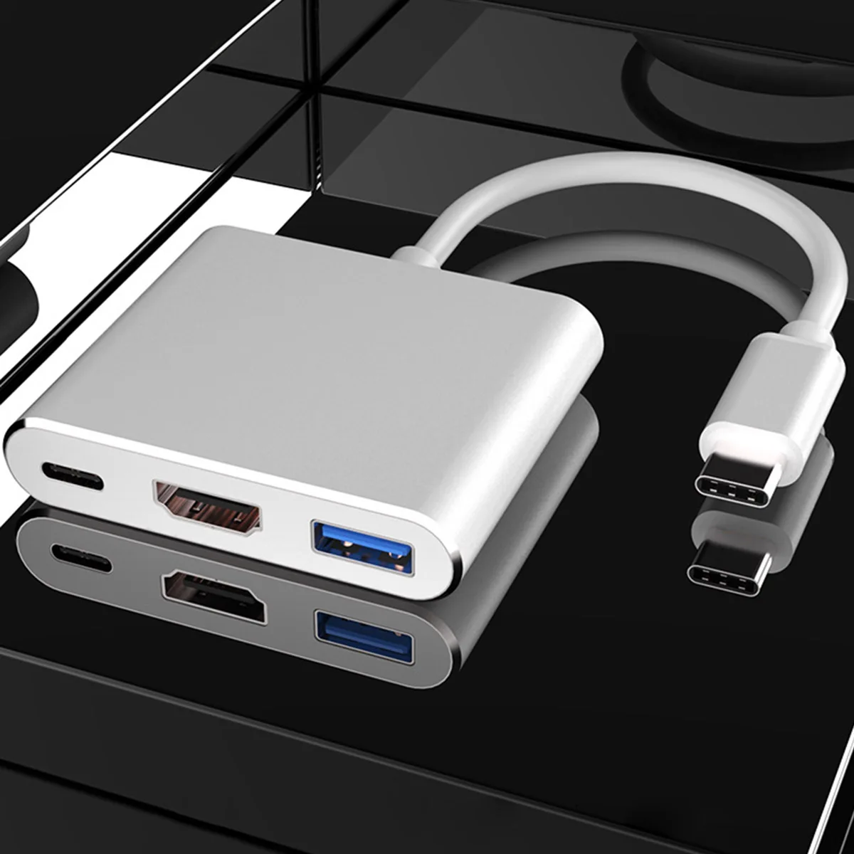 SOONHUA Тип с разъемами типа C и HDMI 4K адаптер конвертер 3-в-1 кабель-Переходник USB C на HDMI USB 3,0 PD конвертеры для адаптеров для телефона Ноутбук планшет