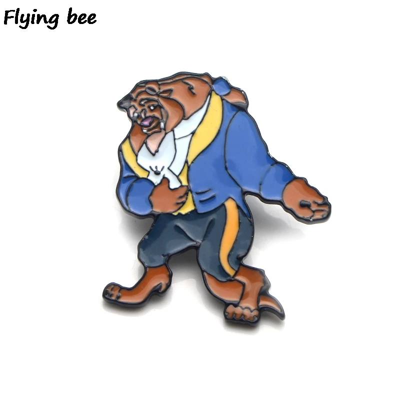 2 20 шт./лот Flyingbee Красавица и Чудовище брошь, эмалированный штифт для одежды значок для рюкзака шапка личность Pin Творческий шпильки X0176 - Цвет: 2