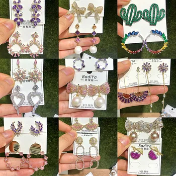 

30 Pairs/lot creative top quality women earrings jewelry fashion luxury zircon wedding earrings wholesale 201106-21