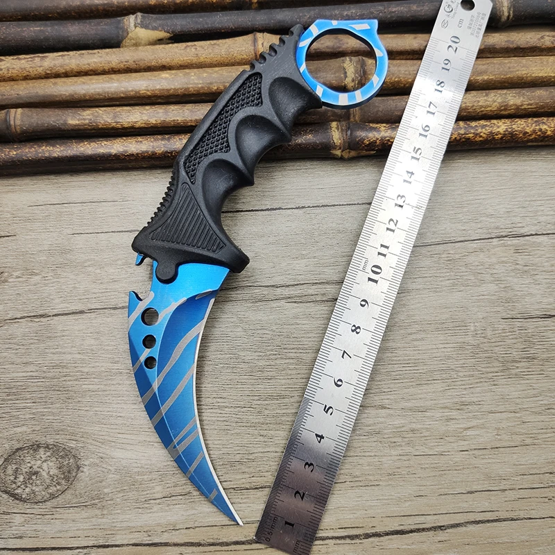 Утолщенный нож Karambit из нержавеющей стали CS GO, интегрированный нож с ручкой для шеи, настоящий Походный нож, наружный нож для повседневного использования, ручные инструменты