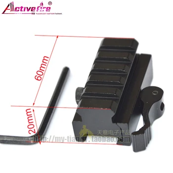 

Flashlight fixture base rail 20mm to 21mm rail 60mm length 20mm high aluminum alloy heightening rail