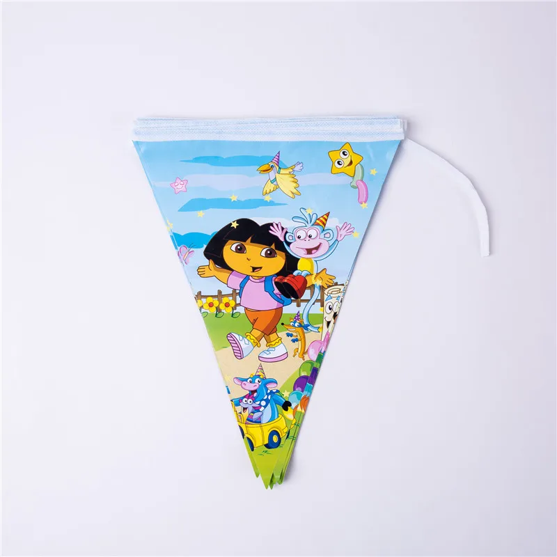 Banner(1Pcs) Вечерние одноразовые столовые приборы с рисунком Даши-путешественницы, бумажные тарелки, салфетки, баннеры, соломинки, для дня рождения ребенка - Цвет: Banner(1Pcs)