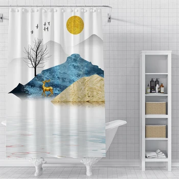

Custom landscape Waterproof Shower Bath Curtain Printed Bathroom Decor Various Sizes#2020-06-04-18