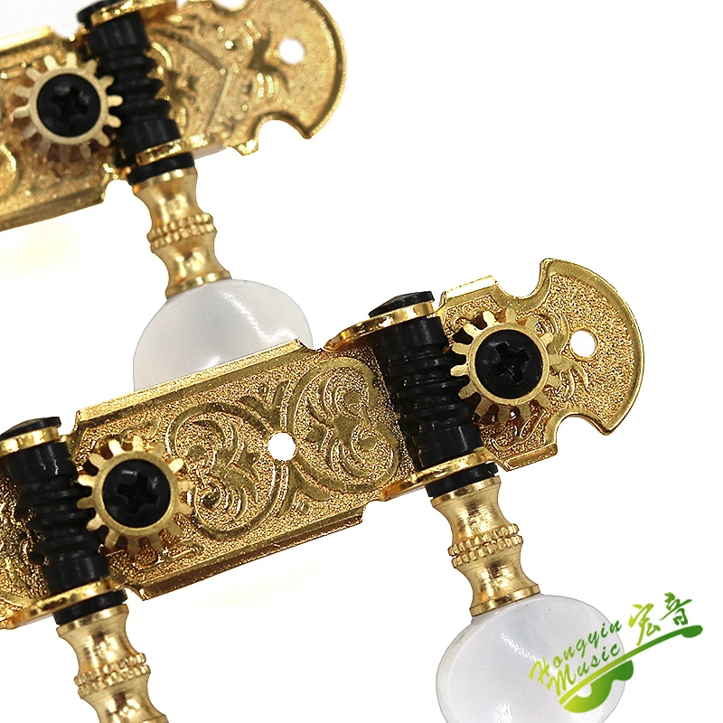 Taiwan 1SET 1L1R Ukulele Tuning Pegs Button Strings Tuners Head Accessories Ukulele Part +6 Screws High Qulity Golden ukulele tuning pegs