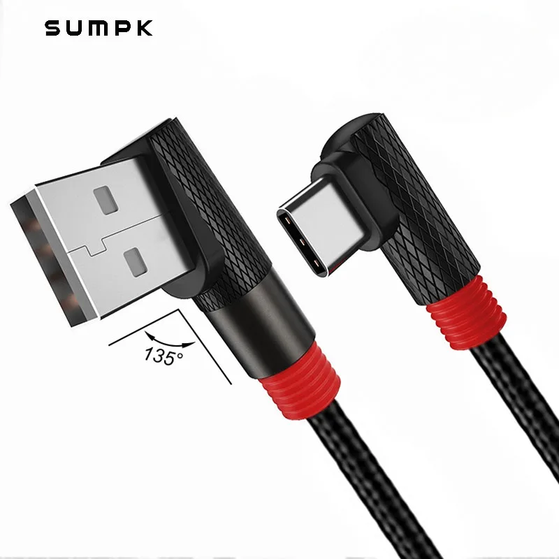 USB C локоть кабель для быстрой зарядки 90 градусов шнур Android мобильный телефон Type