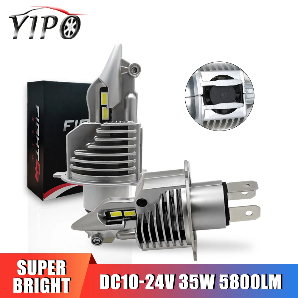 Skup Reflektor led motocyklowy H4 żarówki led reflektor samochodowy H4 światła samochodowe reflektor lampada 8000LM 6500K motocykl automotivo 72W 12V 24V