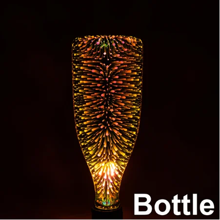 Bottle 3D светодиодный светильник лампочка лампы светодиодные украшения, стилизованные под языки пламени 110 220V ST64 G95 G80 G125 A60 бутылка в форме сердца E27 праздничный светильник s Новинка Рождество светодиодные лампы - Цвет: Bottle
