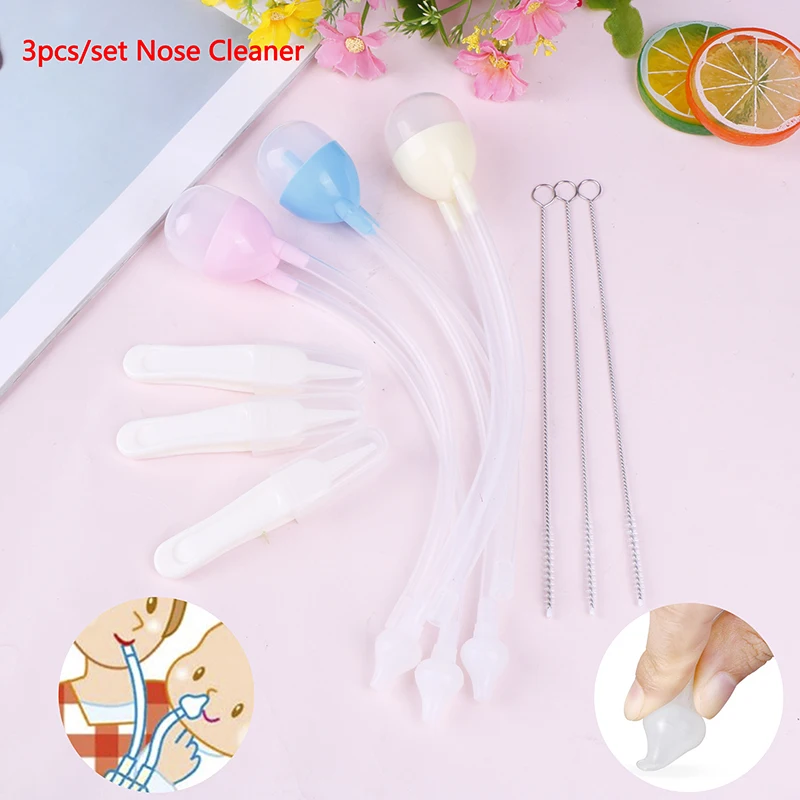3pcs/set Baby Safety Nose Cleaner Kids Vacuum Suction Nasal Aspirator Set Infants Flu Protections Accessories