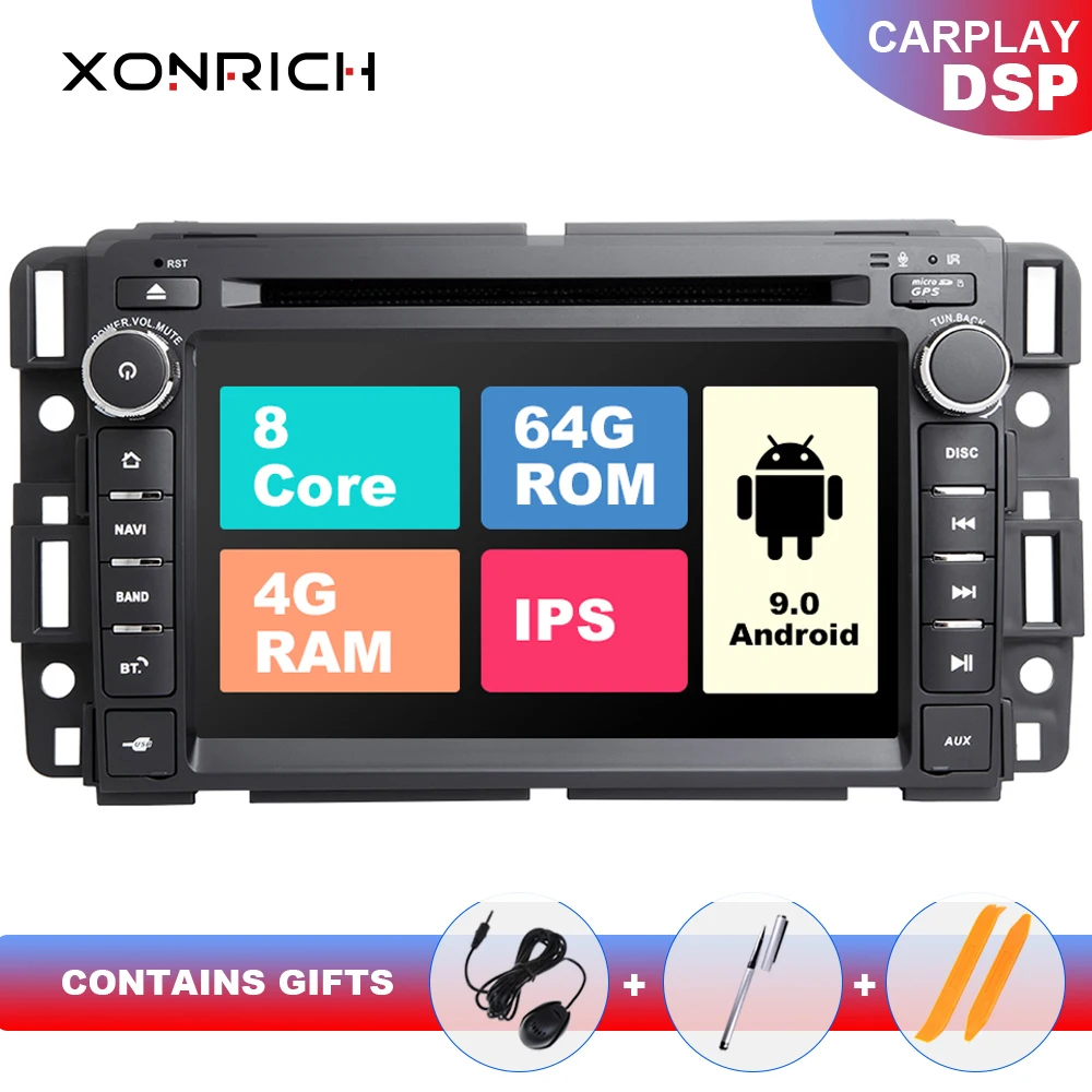 

DSP 4GB 2 din Android 9 Car Multimedia player DVD GPS Radio For GMC Chevrolet Chevy Yukon Sierra Tahoe AcadiaSuburban Navigation