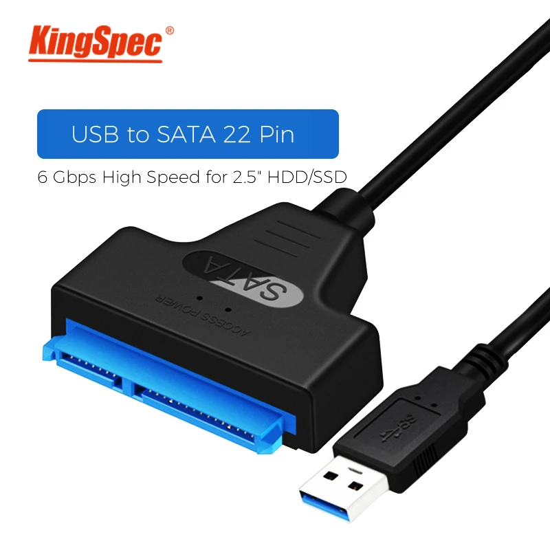 external hard drive box Kingspec SATA3 Cable Sata to USB 3.0 Adapter Up to 6 Gbps Support for 2.5 Inch External SSD HDD Hard Drive 22 Pin Sata III Cable 3.5 inch hdd case