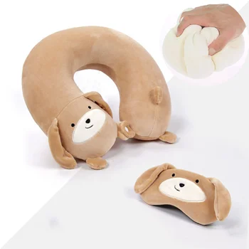 

Sale 7 styles U-shaped Pillow Memory Foam Plush Pillow Travel Pillow Cartoon Animal Car Headrest Doll U-shaped pillow + eye mask