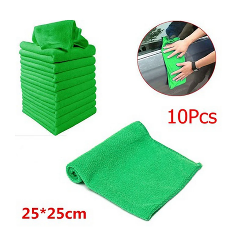 Green 10pcs Чистое сухое квадратное полотенце для волос, голубое, зеленое, 25x25 см, полотенце для детского сада, полотенце для активного отдыха - Цвет: Green 10pcs