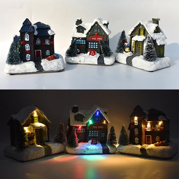 

Christmas Winter Village Town Scene Ornaments LED Moving Xmas Decoration Gifts Kids Christmas Gift Party Home Decor