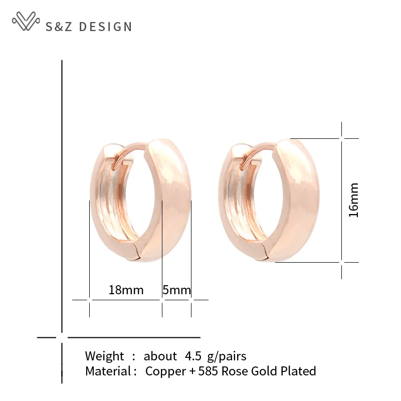 S&Z DESIGN New Arrivals Smooth Arc Metal Dangle Earrings For Women Girl Jewelry 585 Rose Gold Color Eardrop
