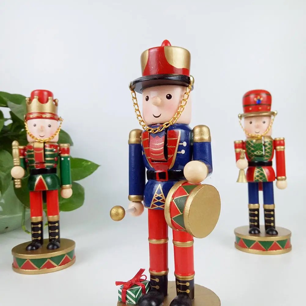 

20 Cm Wooden Nutcracker Doll Soldier Puppet Vintage Handcraft Decoration Christmas Gifts Tree Pendant Figurine Miniature