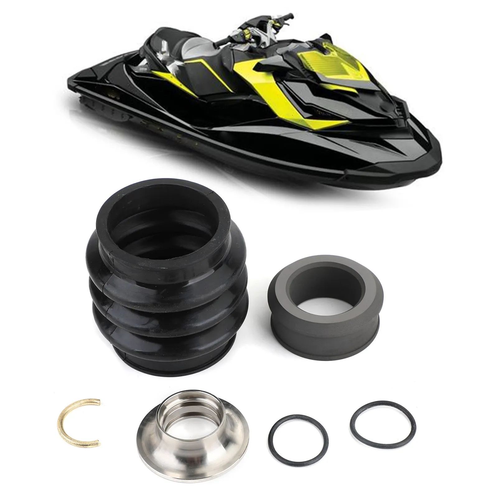 4-Tec Carbon Ring Seal Drive Line Rebuild Kit & Boot for Sea Doo RXT RXP RXPX RXTX GTR 271000422 Seadoo Boat Accessories