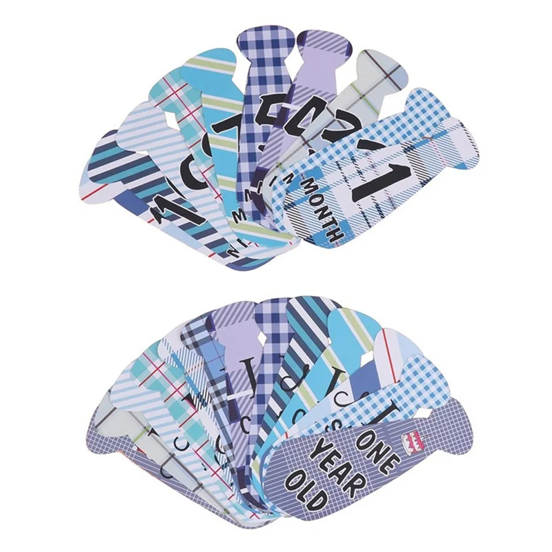 24pcs/lot Baby Memorial Tie Digital Month Stickers Monthly Milestone Belly Necktie Stickers-12 Months