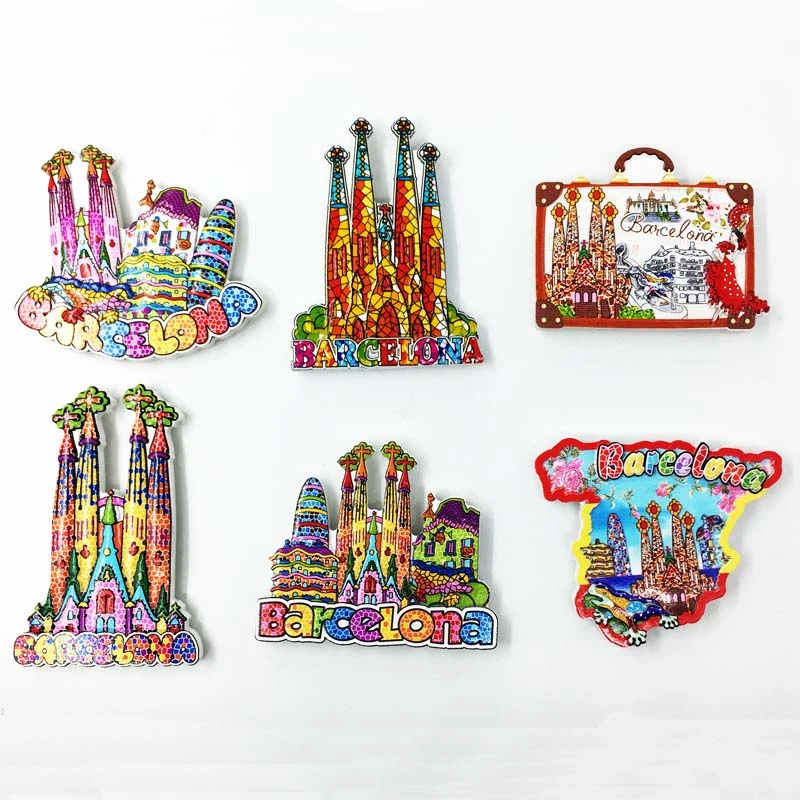 Fridge Tourist Souvenir Barcelona Spain Color Mosaic Landmark