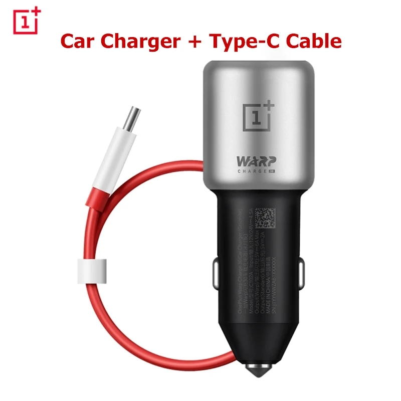 Car Charger x Cable Оригинальная Автомобильная Зарядка адаптер для Oneplus 7 Pro 6T 5T Warp автомобильное зарядное устройство+ Круглый Быстрый зарядный кабель type C One Plus Pro7 6 5 - Тип штекера: Car Charger x Cable