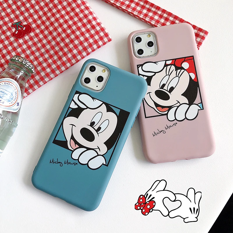 Забавный чехол для телефона с Микки Маусом для iPhone 11Pro X XS Max XR 6 6S 7 8 Plus Милый Мягкий ТПУ силиконовый защитный чехол с Минни Маус