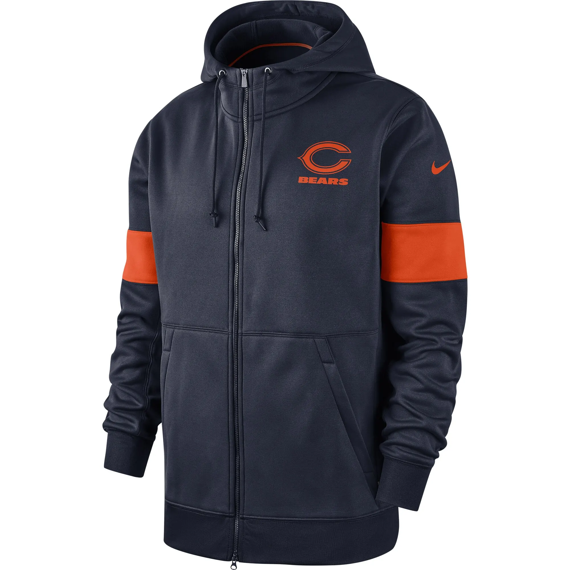 Chicago Bears куртки для мужчин Sideline производительность Full-Zip Hoodie Navy - Цвет: men