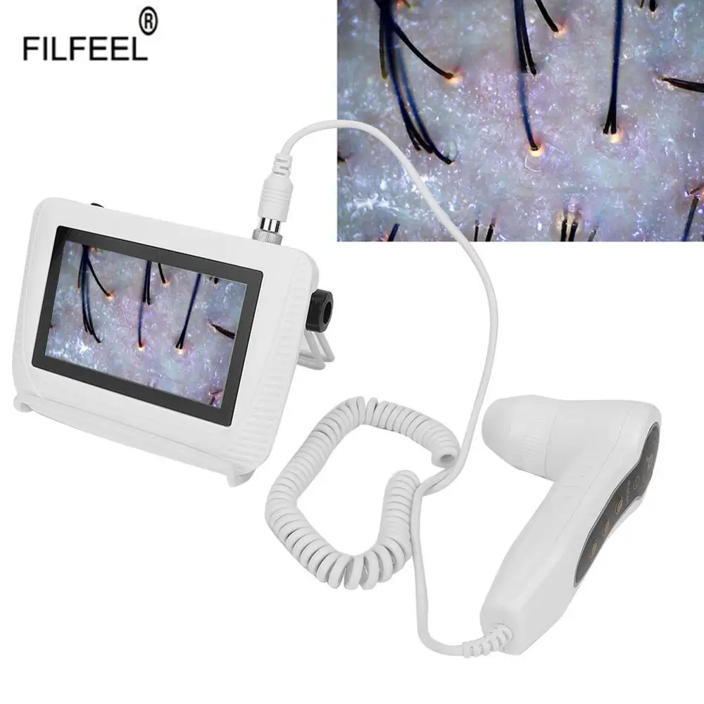 Hair Treatment 5 Inch Rechargeable Scalp Hair Follicle Oil Moisture Magnifying Detector Analyzer Skin Pigment Tester