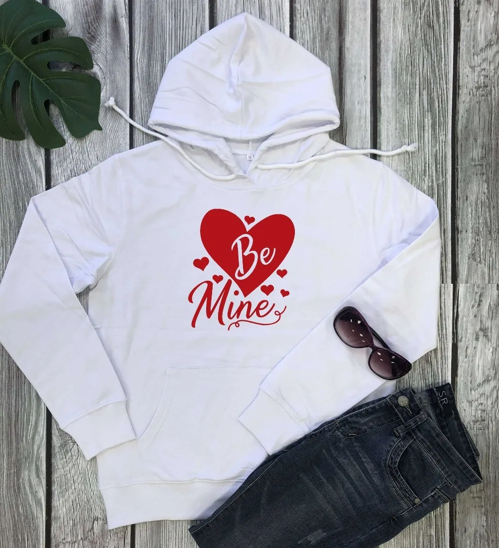 Be mine Повседневная одежда на День святого Валентина с изображением большого сердца Женская мода для влюбленных пар kawaii толстовки винтажные хипстерские пуловеры Топ-L217