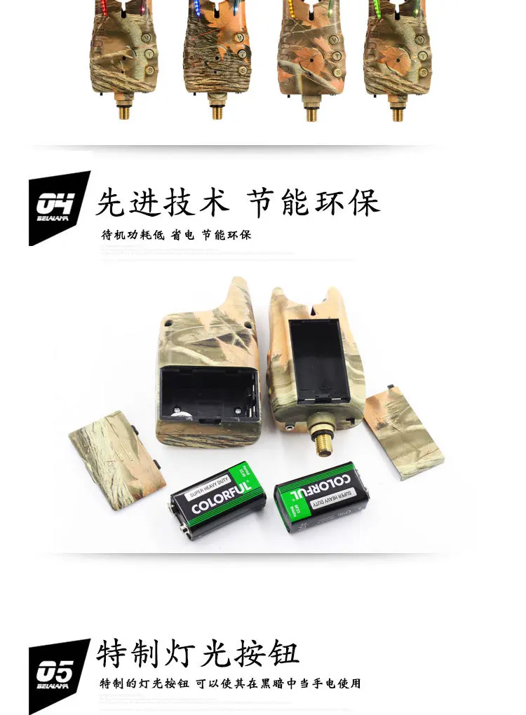 Cross Border Jing Yi JY-57 Camouflage Wireless Electronic Fish Bite Alarm 8led Library Fishing Casting Rods Foreign Trade Wholes