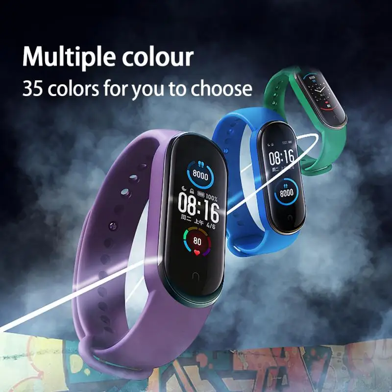 Colors Strap For Xiaomi Mi Band 5 6 Silicone Wristband Bracelet Replacement Strap For Mi Band 5 6 Wrist Color TPU Soft Strap